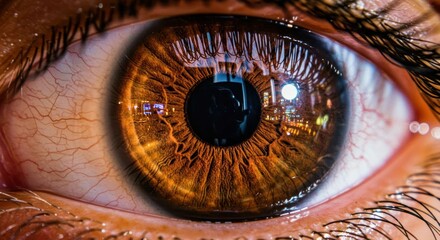 Detailed close-up of a captivating brown human eye