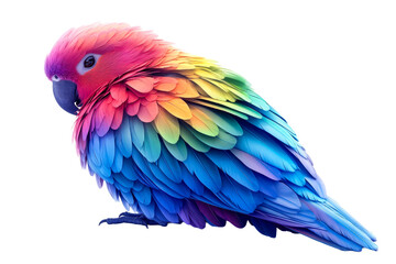 Fototapeta premium Exotic parrot with vibrant rainbow plumage, cut out transparent