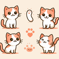 Illustration set of cute cats
