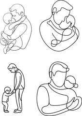 Father-Child Connection: Continuous Line Drawings of Loving Moments
