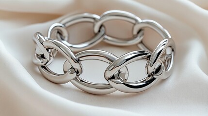 Obraz premium Chunky Chain Bracelet: Silver Metal Link