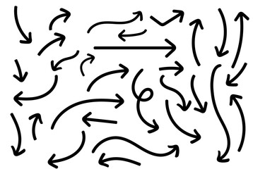 Black Arrow Set Vector, Assorted Directional Symbols, Isolated on Transparent Background