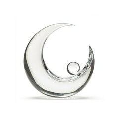 Crescent Moon Glass Sculpture with Orb - Modern Abstract Art Decor