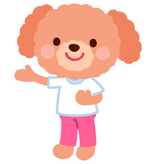 かわいいイヌのキャラクター　女の子　運動着　スタッフ