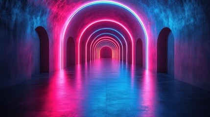 Neon Tunnel: A Symphony of Pink and Blue Lights