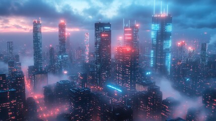 Obraz premium Futuristic Cityscape at Dusk