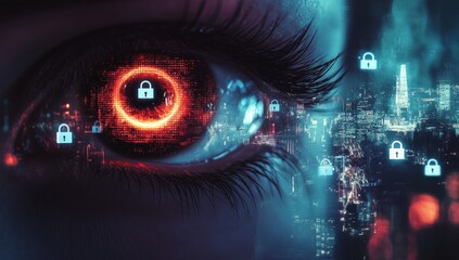 Digital eye with security lock overlay