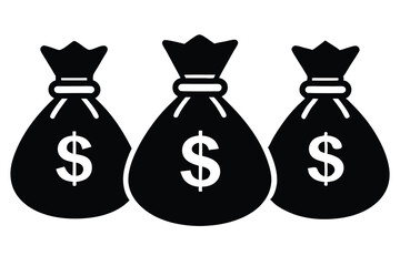 Bags of money or cash savings flat vector icon for financial apps and websites