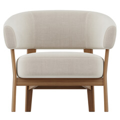 Contemporary Armchair with Curved Back and Wood Base – Front View
