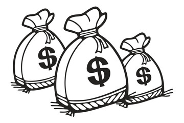 Bags of money or cash savings flat vector icon for financial apps and websites