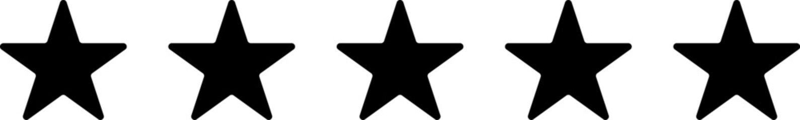 Simple smart black five stars icons set for rating quality,  product or service