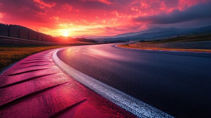 Vibrant Sunset over a Race Track