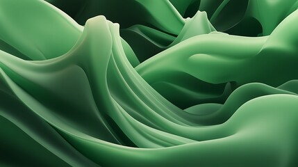 Abstract fluid green wave background design with smooth gradient curves