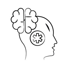 A well designed hand drawn style icon showing mental health concept