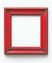 Red Vintage Picture Frame On White Background