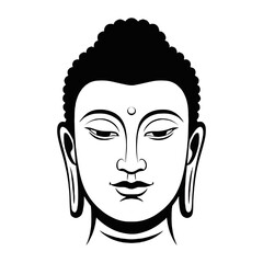 Lord Buddha Black Vector Silhouette Illustration in Calm Meditative Pose