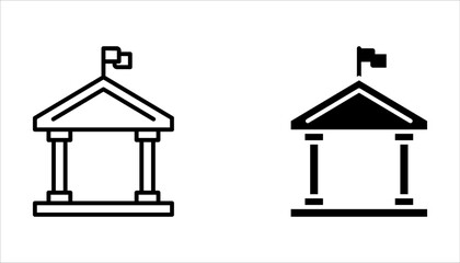 City hall building icon set. Municipal, hall town, embassy, council, government concept on white background