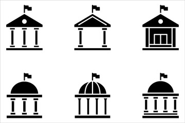 City hall building icon set. Municipal, hall town, embassy, council, government concept on white background