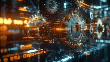 Abstract digital gears and binary code