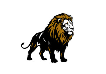 Obraz premium Vector image of a powerful lion with a striking golden mane. Bold, stylized design perfect for logos, emblems, mascots, and heroic animal-themed graphics.