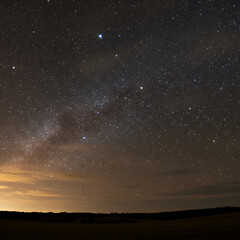 Photo Of The Starry Night Sky with Milky Way and Twilight Horizon