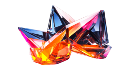Crystalline Structure, Polygonal Geometry, Gradient Color, cut out transparent