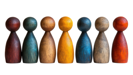Collection of Wooden Figures in Vibrant Colors 
