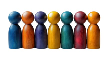 Collection of Wooden Figures in Vibrant Colors 