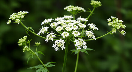 Photo of White Wildflower in Bloom With Green Background