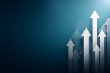 White Arrows Pointing Upward on a Dark Blue Background Representing Growth Success and Progress