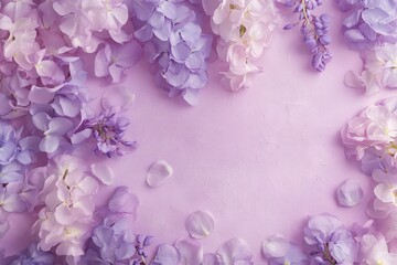Fototapeta premium Delicate floral arrangement in shades of purple and lavender.