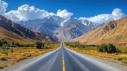 Fototapeta premium Majestic Mountain Road: A Scenic Drive Through the Himalayas