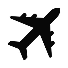 Obraz premium Black airplane icon silhouette design for transportation and travel concepts