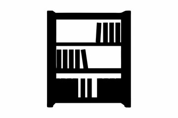 Elegant black bookshelf silhouette graphic on white background for design projects