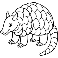 Outline illustration of an adorable pangolin suitable for various design applications