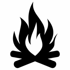 Stylized black and white campfire illustration isolated transparent element design