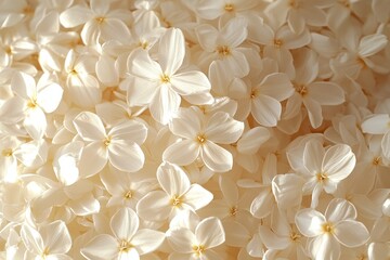 Fototapeta premium Close-up view of many delicate white flowers.