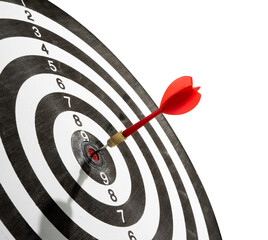 red dart on target isolated