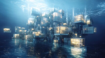 A deep-sea research facility designed as stacked underwater blocks