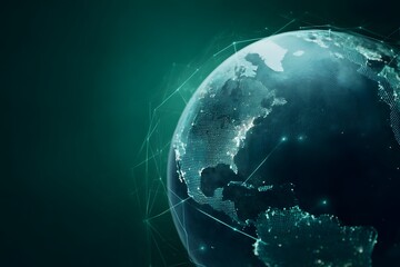 Obraz premium Global Network Connections Digital Earth Technology World Map