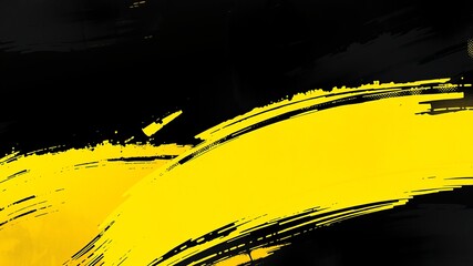 Abstract black and yellow paint strokes background texture design ideal for modern website banners or graphic design projects.