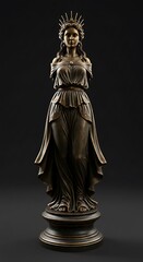 Obraz premium Bronze Goddess Statue, Elegant Figurine, Dark Background