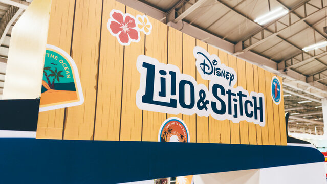 Guayaquil, Ecuador &ndash; May 8, 2025: Lilo and Stitch promotional stand in a store, featuring tropical decoration reinforcing Disney&rsquo;s branded retail experience.
