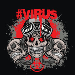 post-apocalypse sign with skull and gas mask, grunge vintage design t shirts
