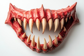 Realistic Monster Jaw Red and White Fangs Horror Movie Prop Halloween Decoration Scary Creature