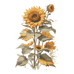 sunflowers on white background