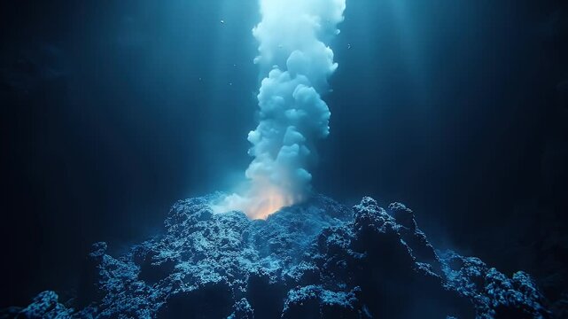Underwater volcano erupts with hydrothermal vent