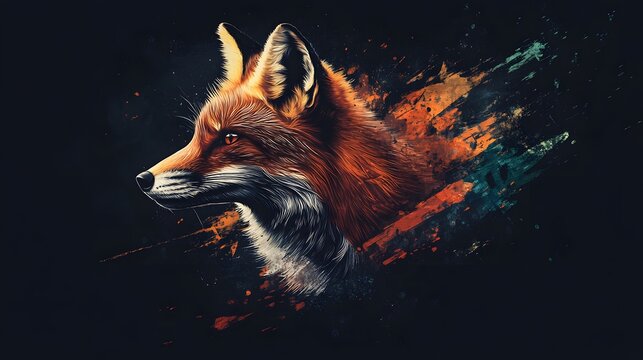 A stylized illustration of a red fox head.