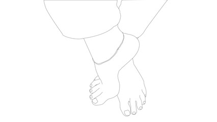 Draw of crossed bare feet