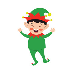 Jolly Christmas Elf Cartoon Illustration